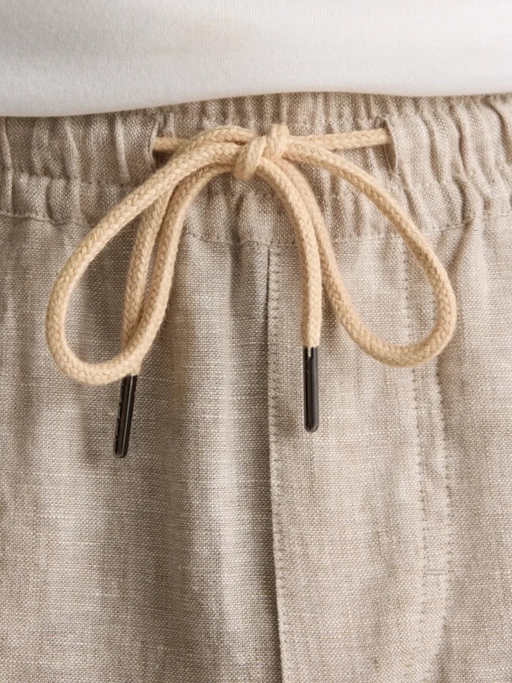 Quince Beige Linen Drawstring Pants